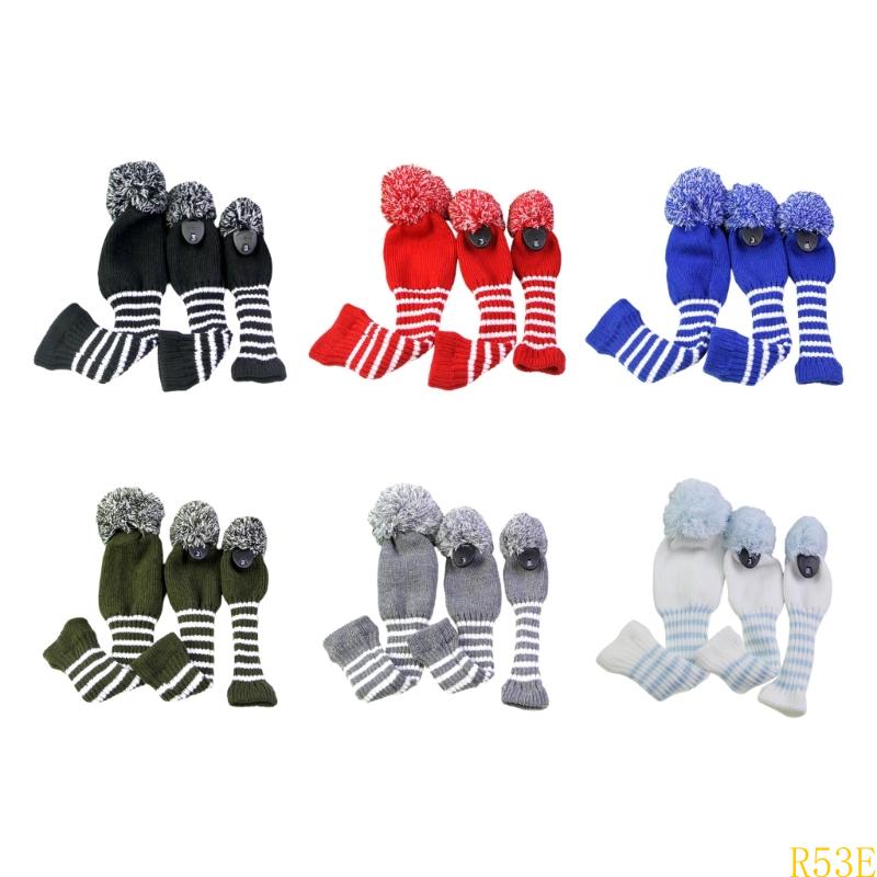 Golf Equipment Cabinet - 3pcs Golf Club Head Cover Knitted